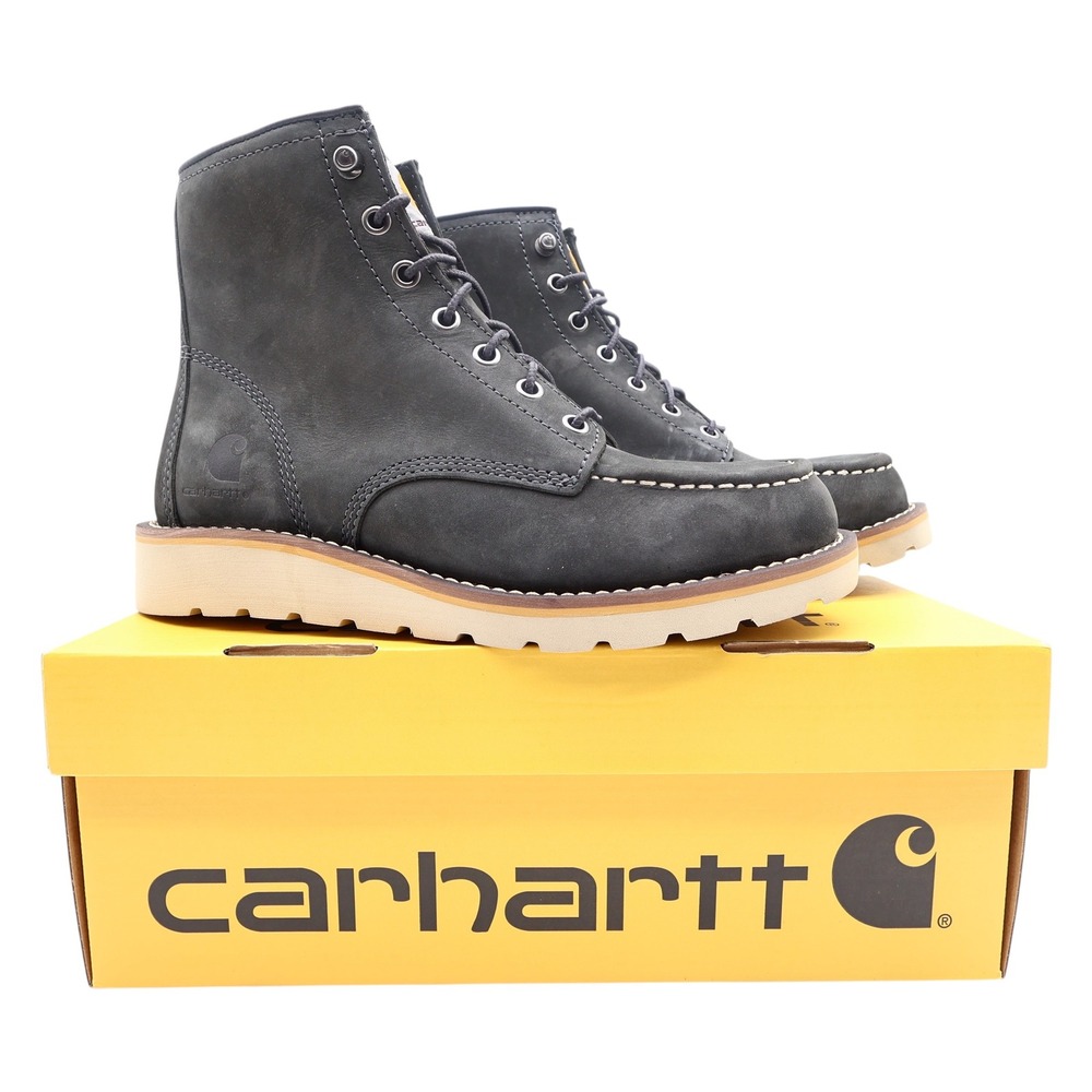 Carhartt Moc Toe Wedge Boot Womens 7.5 Black Leather Work Boots FW6027-W NWT